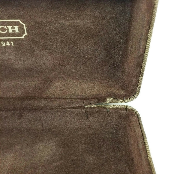Coach Signature Tan Brown Rectangle Hard Clamshell Eyeglasses Sunglasses Case - Picture 9 of 11